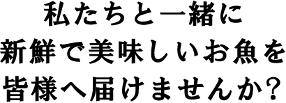 私たちと一緒に新鮮で美味しいお魚を皆様へ届けませんか？